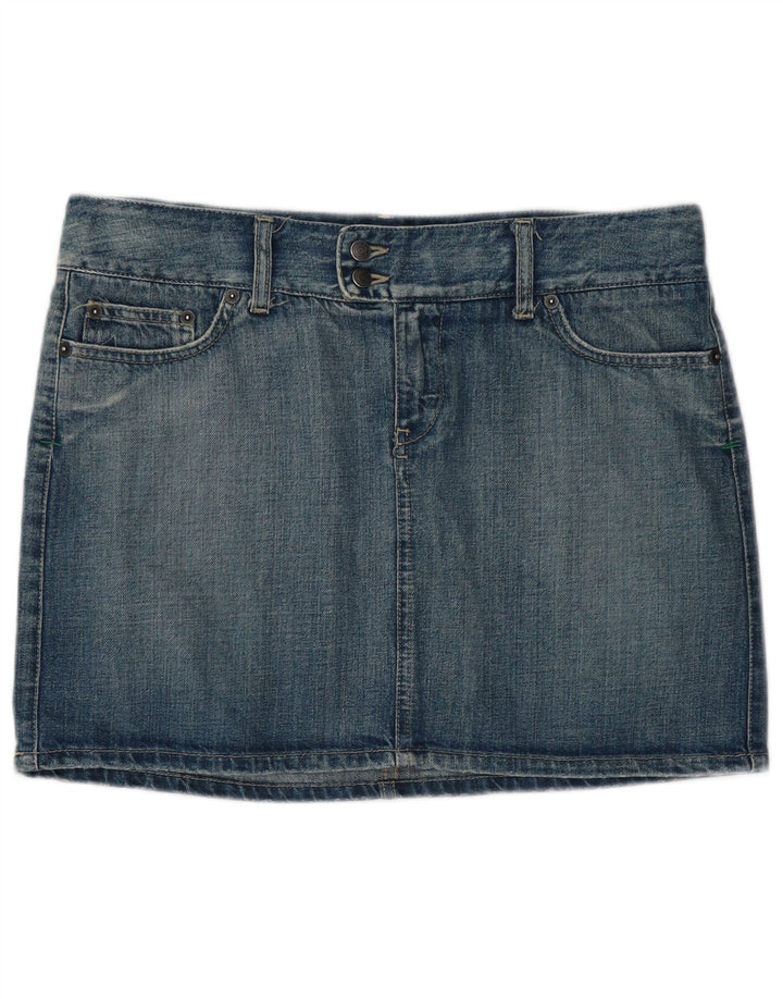 Benetton Mini jupe en jean taille basse pour femme IT 44 Medium W34 Bleu Coton