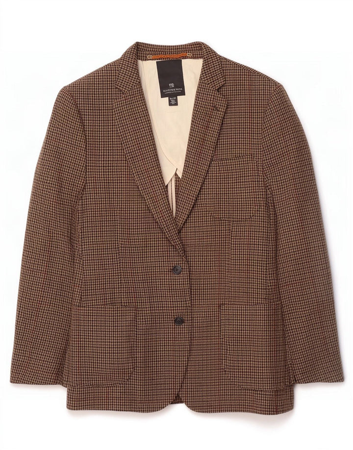 Scotch & Soda Veste Blazer 2 Boutons Homme IT 52 XL Marron Laine Pied-de-Poule