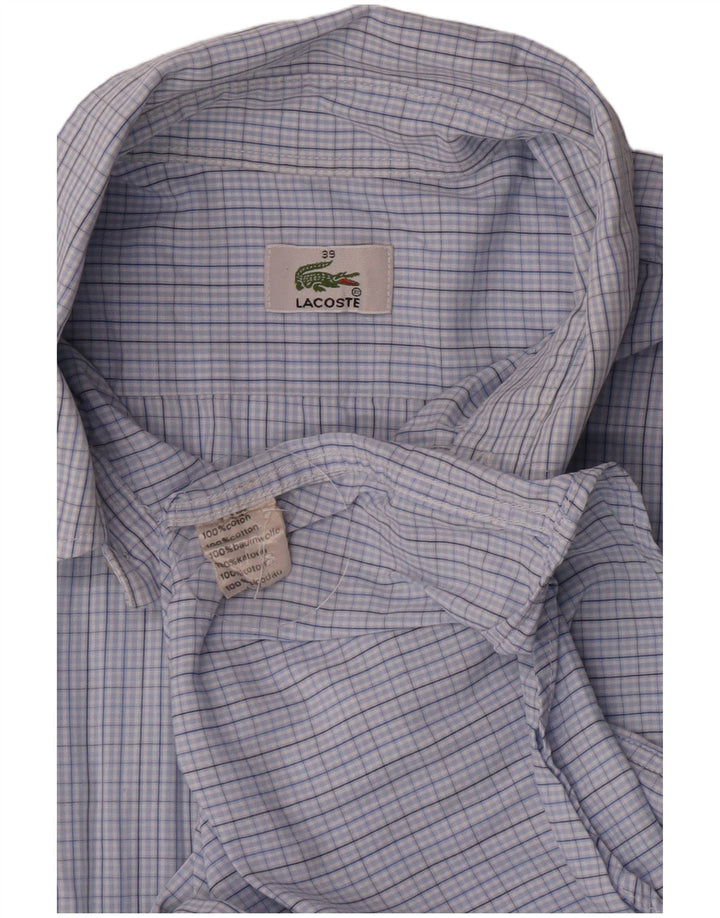 Lacoste Chemise à manches courtes pour hommes Taille 39 Coton vichy bleu moyen