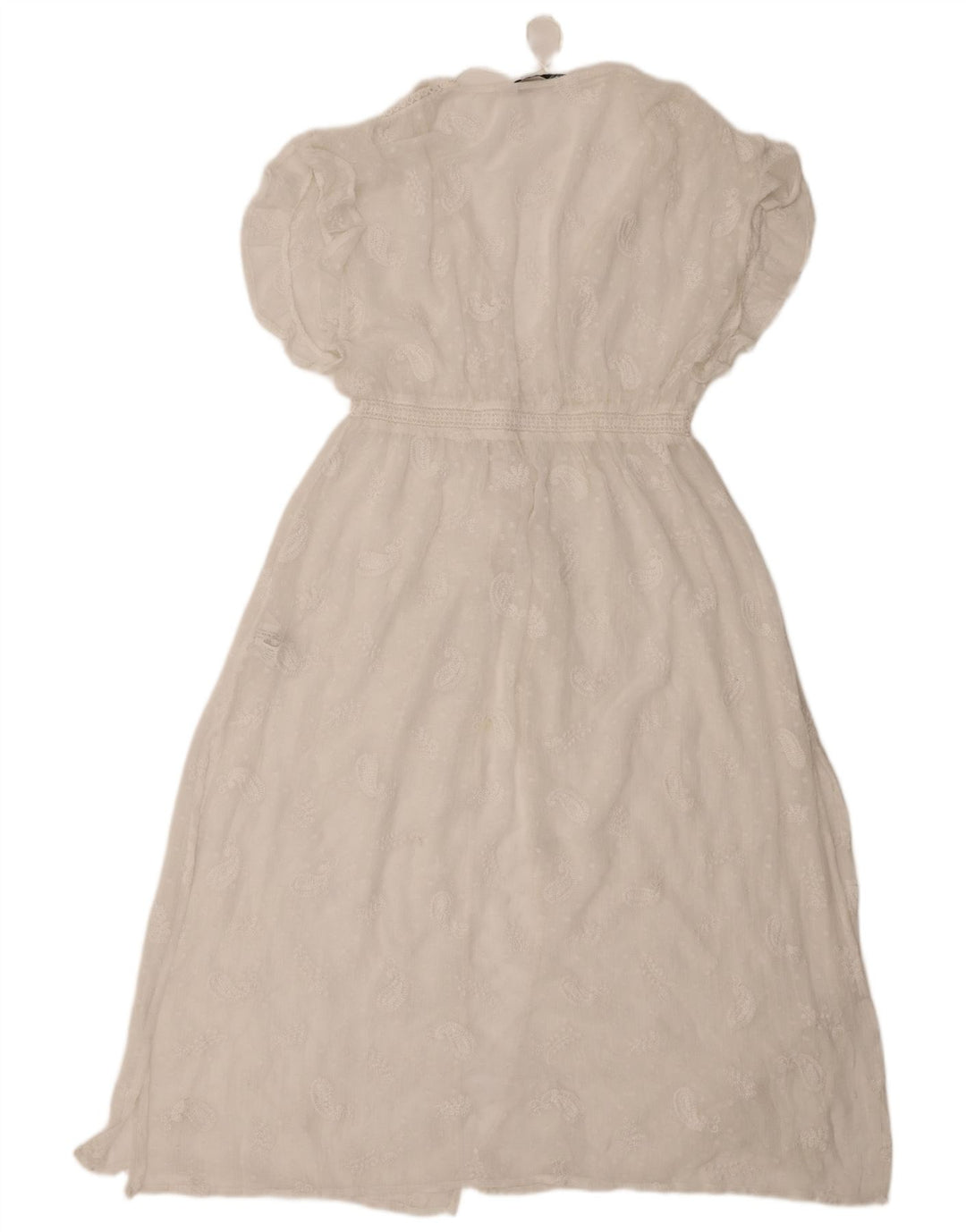 Zara Femme Robe Maxi Transparente UK 8 Petit Blanc Paisley Polyester