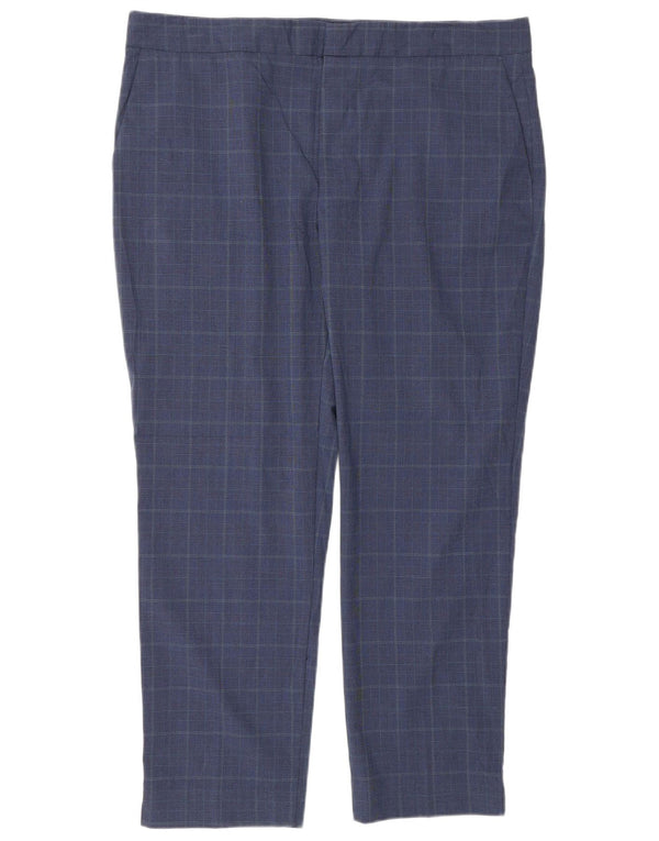 Zara Pantalon de costume droit pour femme EU 44 XL W34 L27 Bleu marine Pied-de-poule