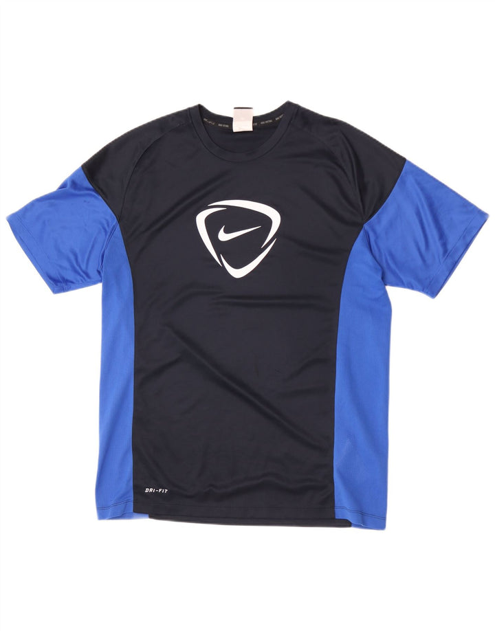 Nike Hommes Dri Fit Graphic T-Shirt Haut Large Bleu Marine Colorblock Polyester