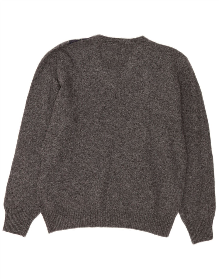 Zara Pull col V Homme Gris Moyen Argyle/Diamant