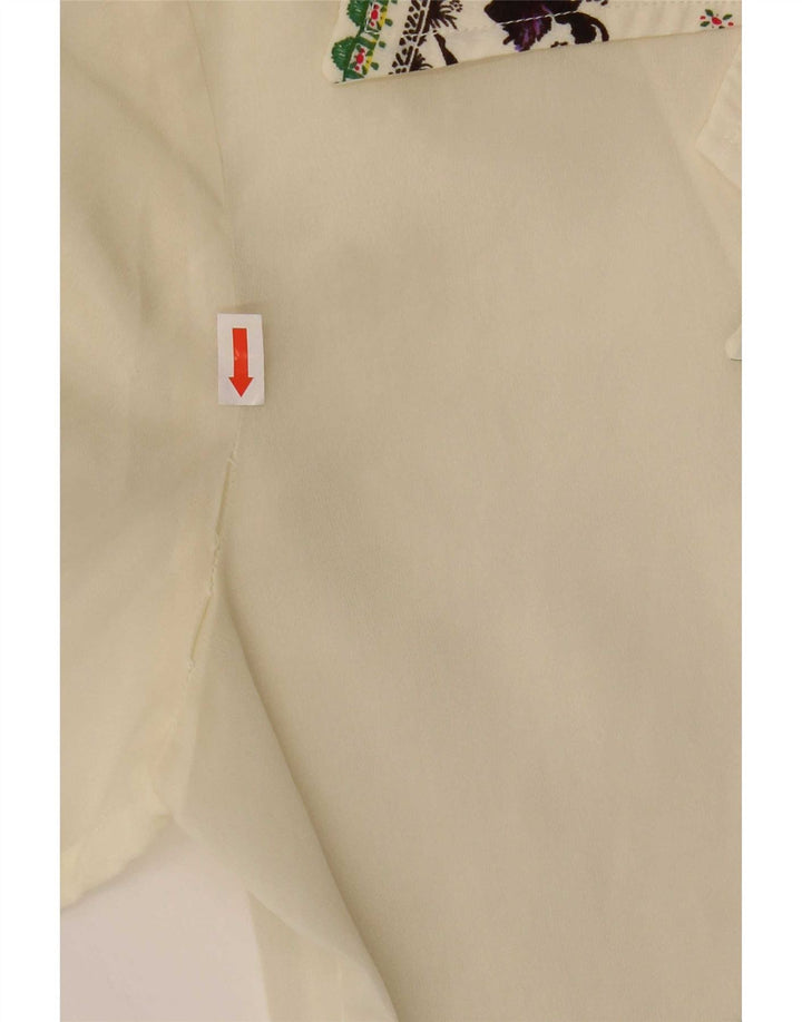 vintage Femmes Voir à travers la chemise Blouse IT 44 Moyen Off White Floral