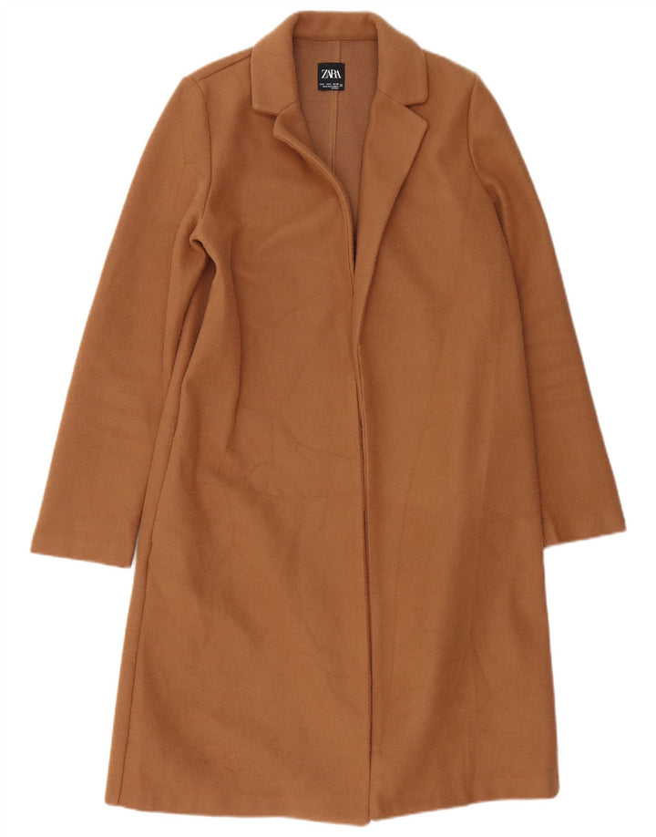 Zara Femme Manteau Oversize Ouvert UK 10 Petit Marron Polyester