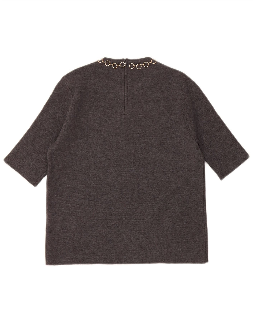 Zara Womens Crop Blouse Top UK 10 Petit Gris Viscose