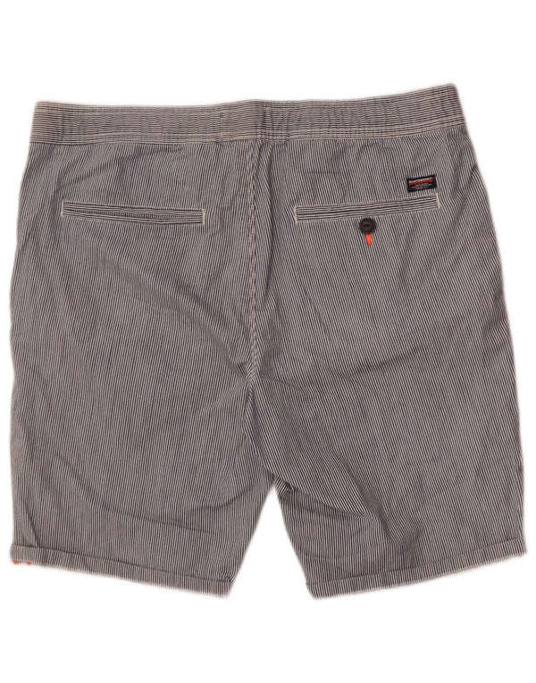 Superdry Short Chino Homme Large W36 Bleu Pinstripe Coton