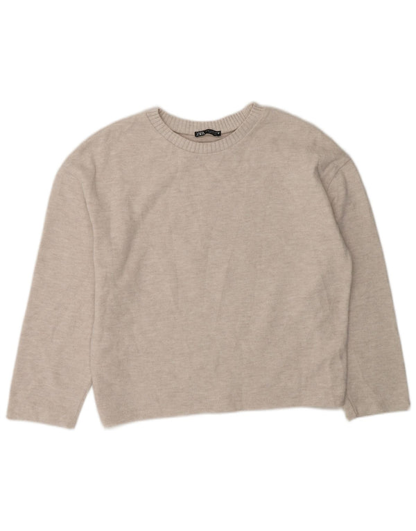 Zara Pull col bateau pour femme UK 14 Gris moyen Polyester