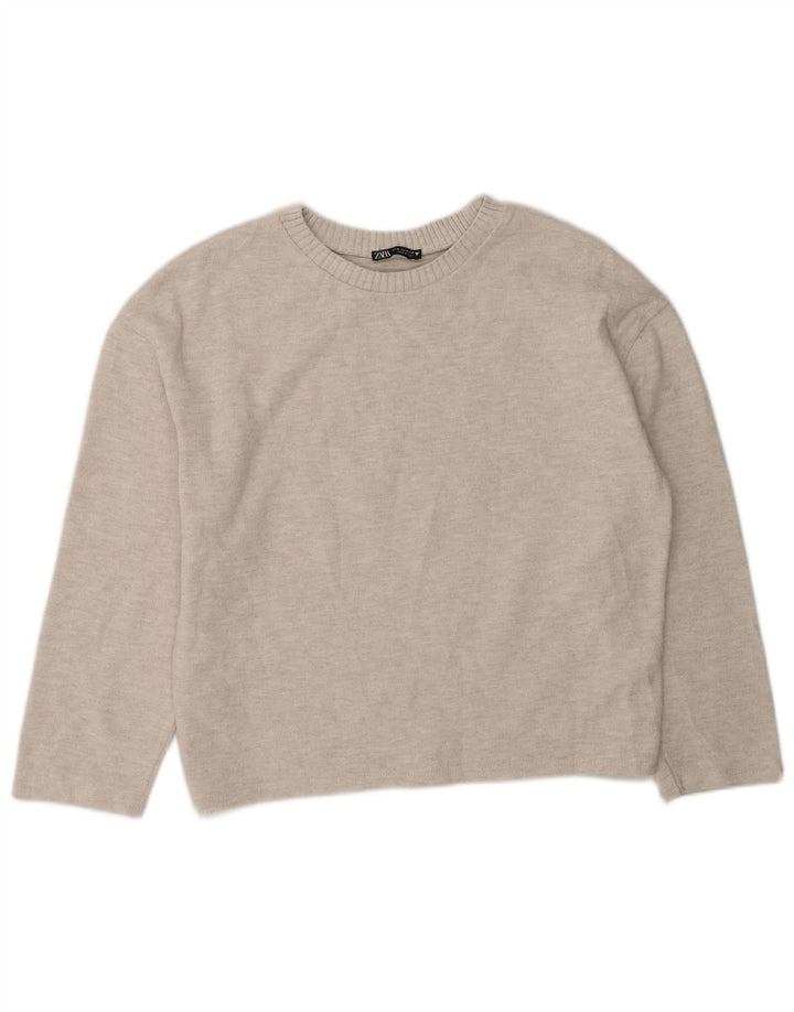 Zara Pull col bateau pour femme UK 14 Gris moyen Polyester
