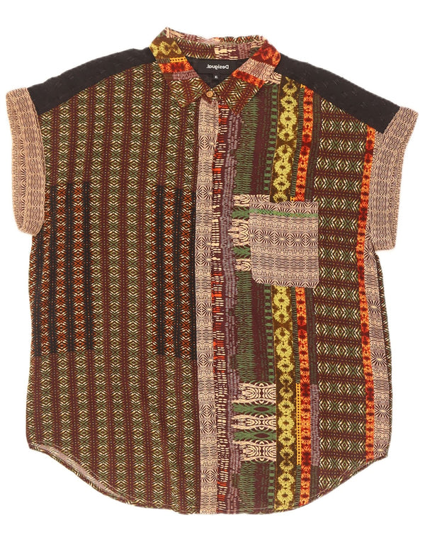 Desigual Chemise à Manches Courtes Femme UK 18 XL Viscose Florale Multicolore