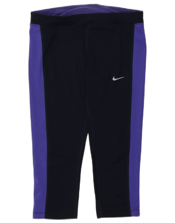 Nike Legging Capri Dri Fit pour femme UK 12 Bleu marine moyen Colourblock