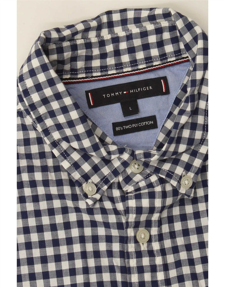 Tommy Hilfiger Chemise Homme Large Bleu Marine Vichy Coton