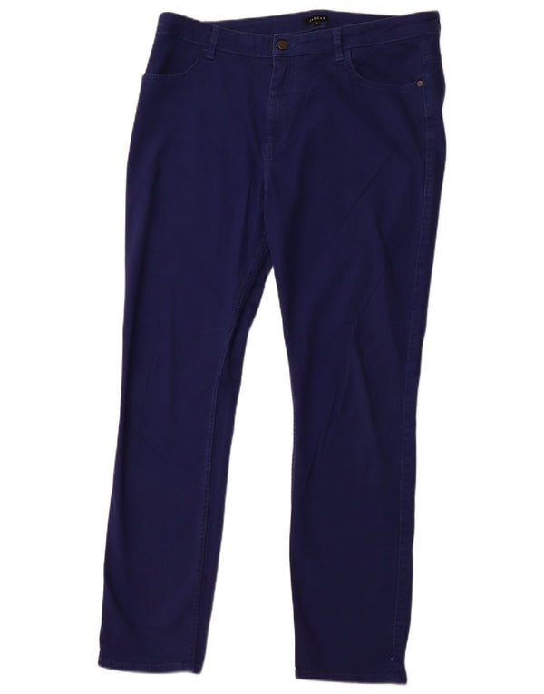 JAEGER Jean slim taille haute pour femme UK 16 Large W36 L31 Bleu Coton