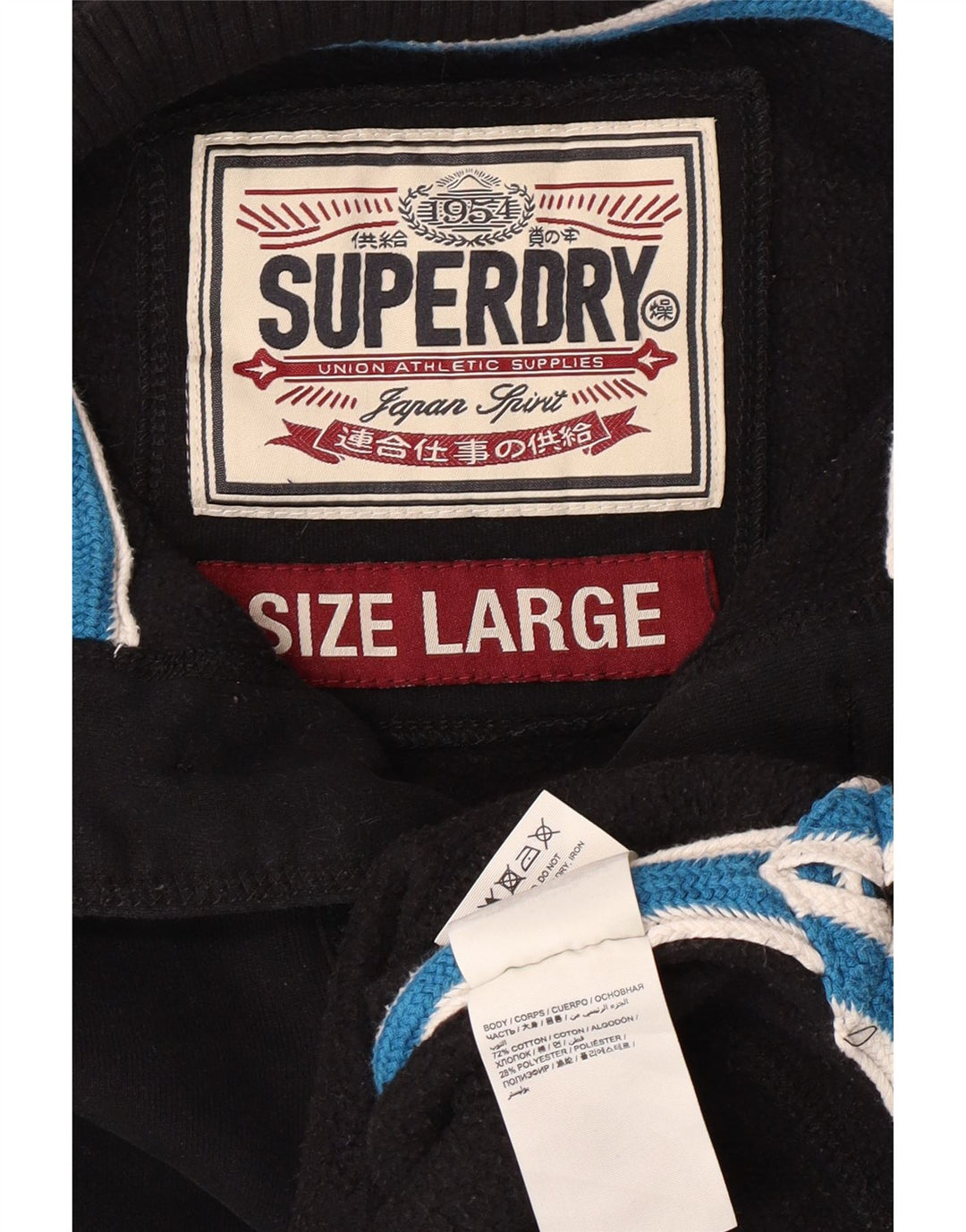 Superdry Sweat-shirt à col boutonné pour hommes, grand coton noir