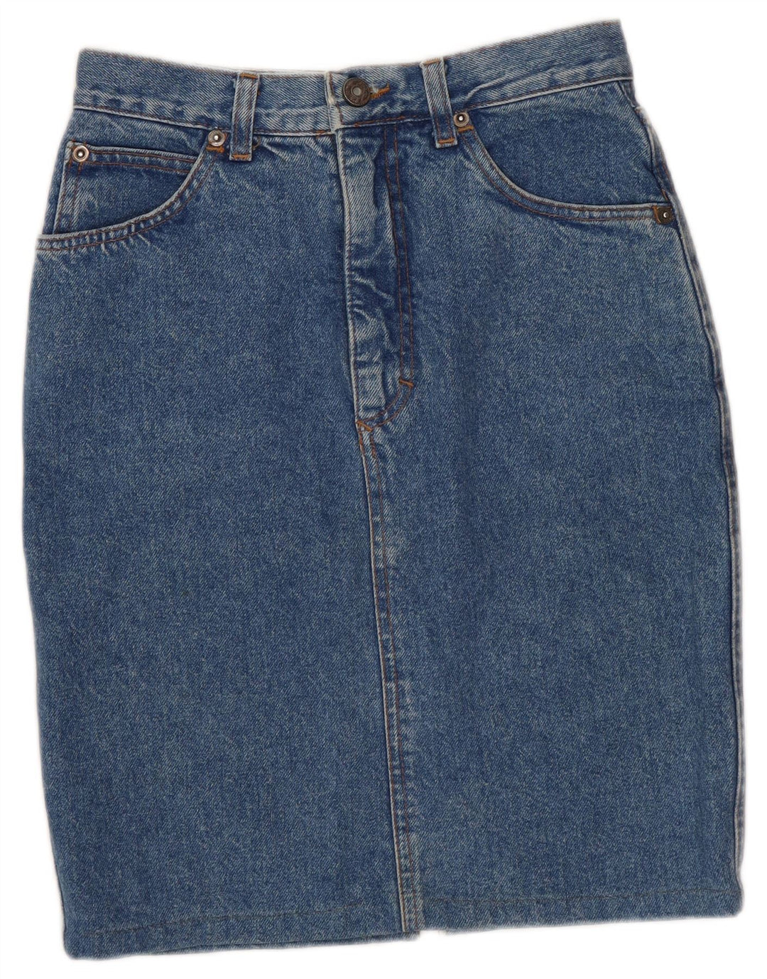 STEFANEL Jupe en Jean Femme IT 40 Petit W26 Coton Floral Bleu