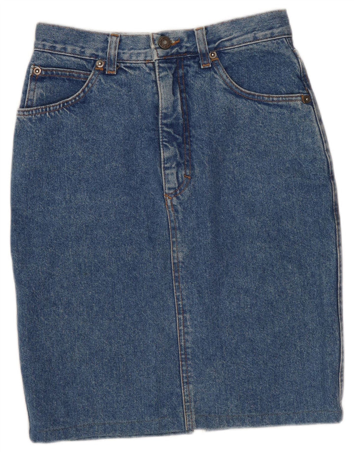 STEFANEL Jupe en Jean Femme IT 40 Petit W26 Coton Floral Bleu