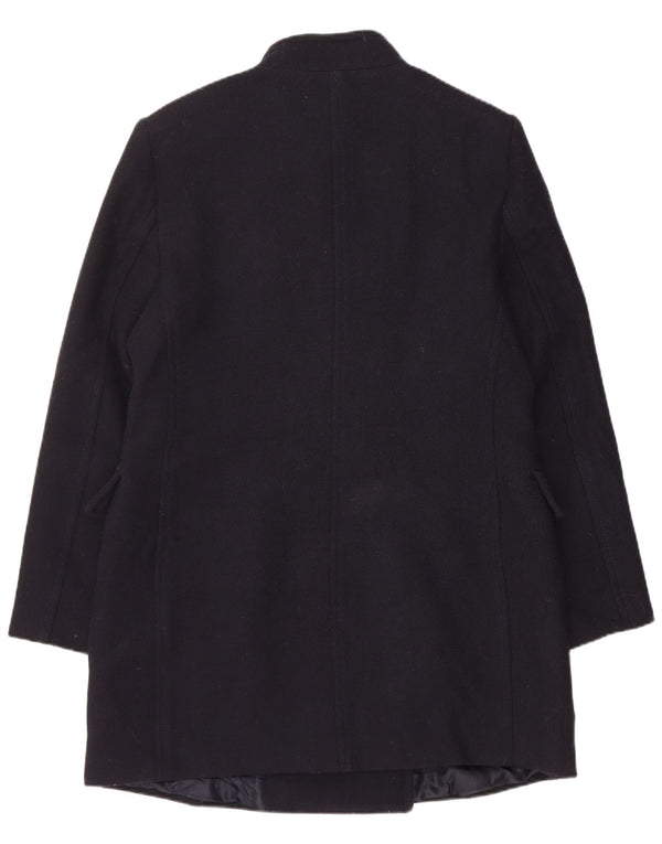 Zara Womens Double Breasted Coat UK 18 XL Bleu Marine Laine