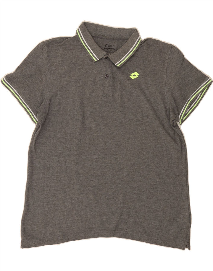 LOTTO Mens Polo Shirt 2XL Grey Cotton Vintage Lotto and Second-Hand Lotto from Messina Hembry 
