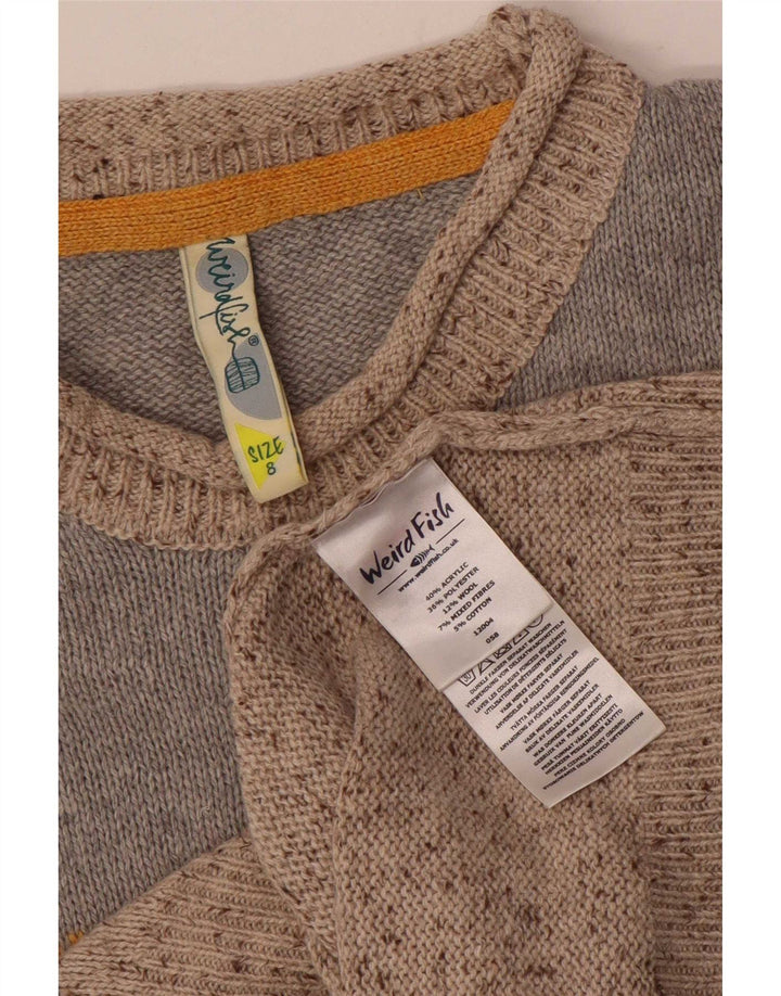 Weird Fish Pull col roulé pour femme UK 8 Petit Gris Colorblock