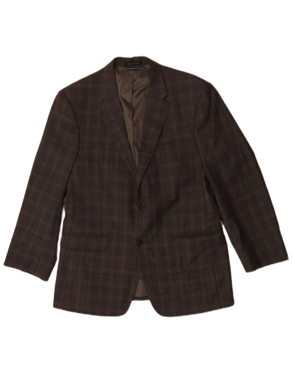 Tommy Hilfiger Veste blazer à 2 boutons pour homme US 41 Grande laine à carreaux marron