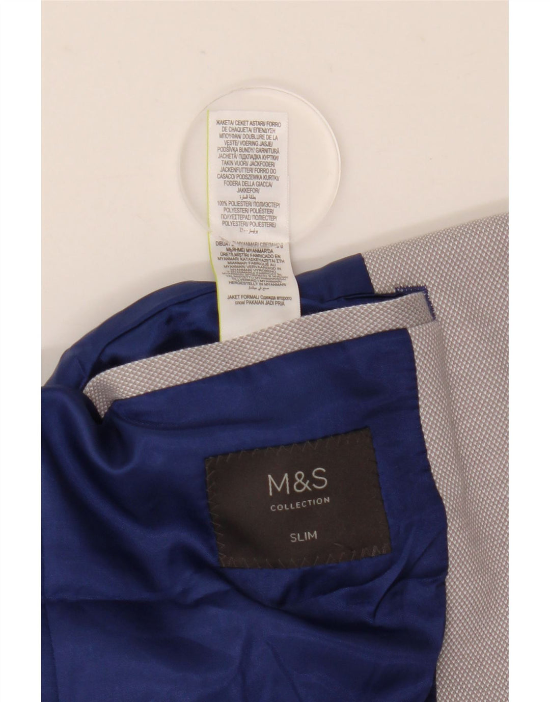 Marks & Spencer Veste blazer slim à 2 boutons pour homme UK 40 Large Gris Polyester