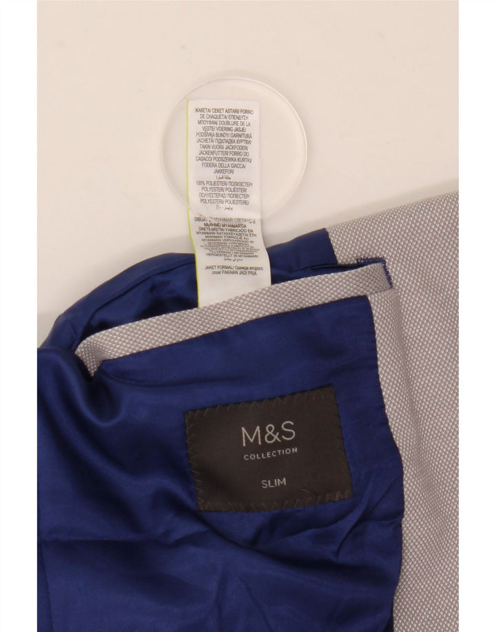 Marks & Spencer Veste blazer slim à 2 boutons pour homme UK 40 Large Gris Polyester