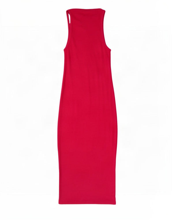 Zara Femme Robe Maxi Sans Manches UK 12 Coton Rose Moyen
