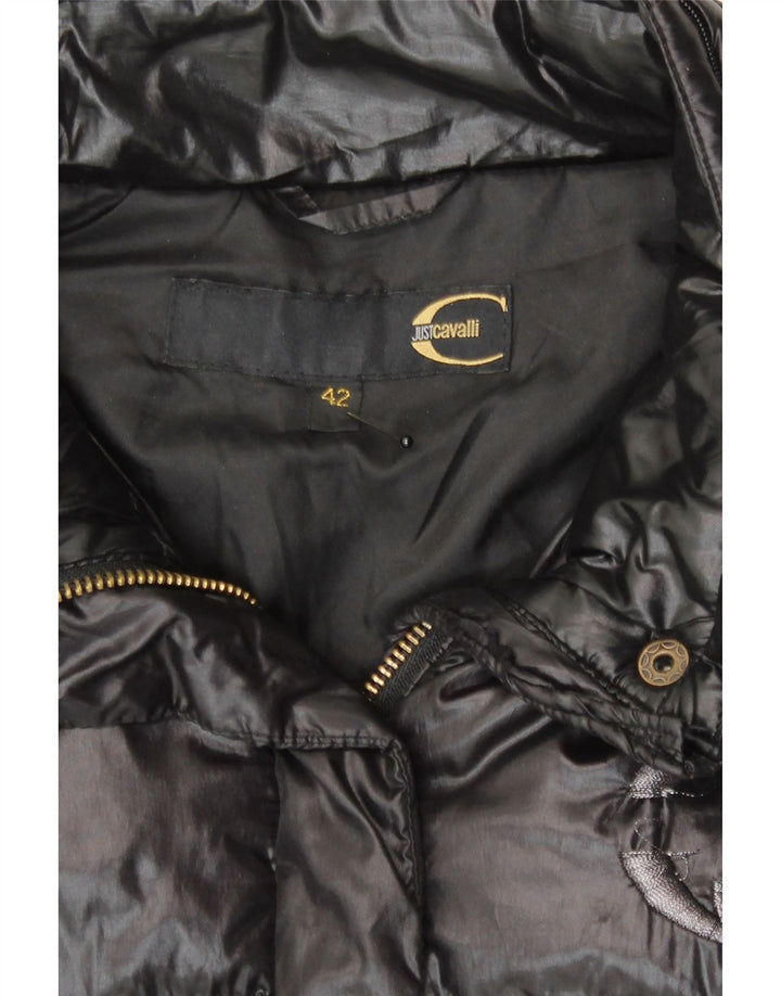 Just Cavalli Veste matelassée à capuche courte pour femme IT 42 Noir moyen Polyamide