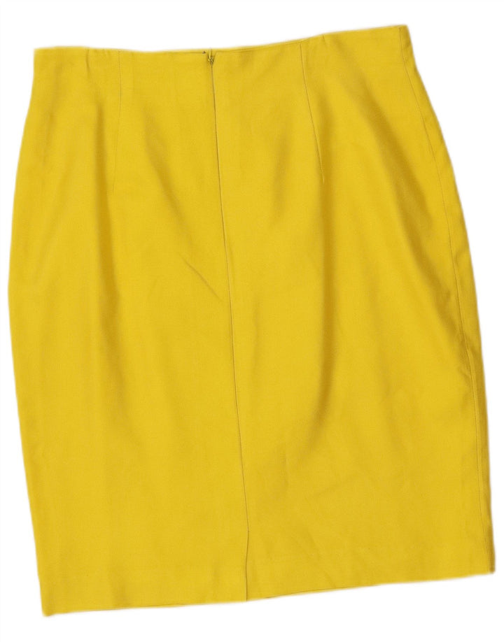 vintage Womens 4 Bouton 2 Pièces Jupe Set IT 46 Large W32 Soie Jaune