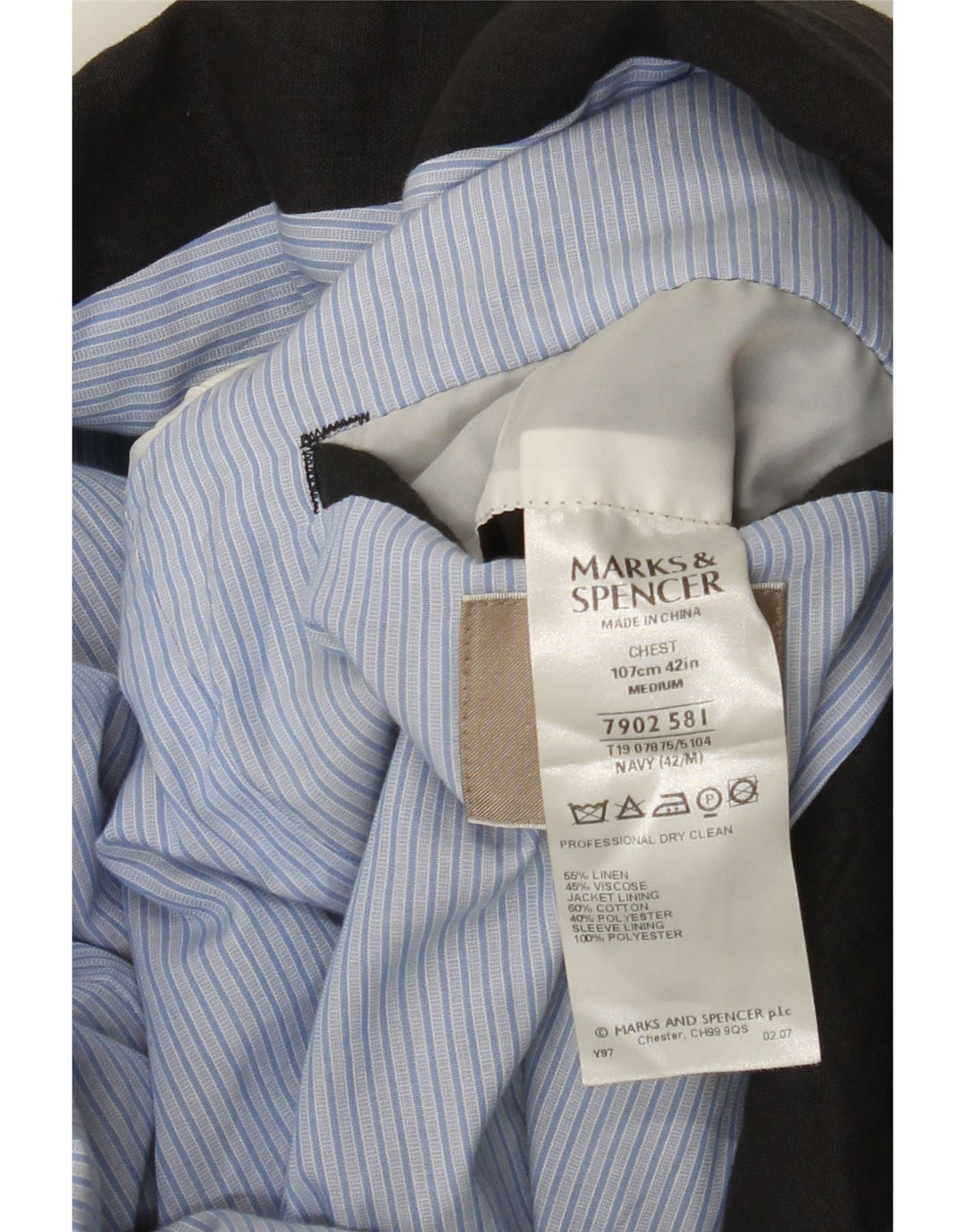 Marks & Spencer Veste blazer à 2 boutons pour homme UK 42 Grand lin bleu marine