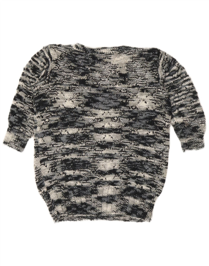 vintage Femmes Bateau Cou Jumper Pull UK 12 Gris Moyen