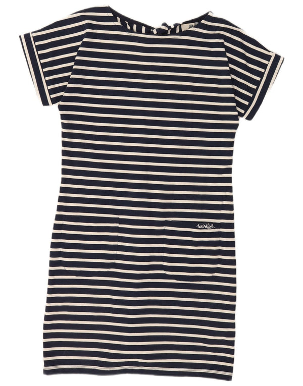 Weird Fish Robe T-Shirt Femme UK 10 Petit Coton Rayé Bleu Marine