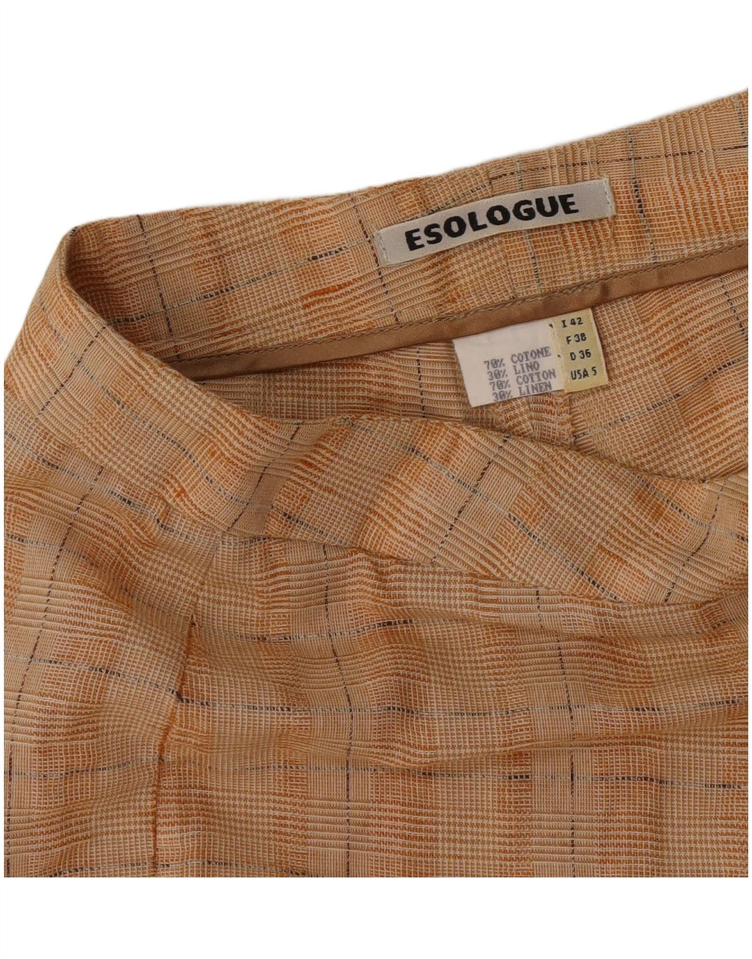 Pantalon de costume Bootcut femme vintage IT 42 Medium W28 L34 Orange Check
