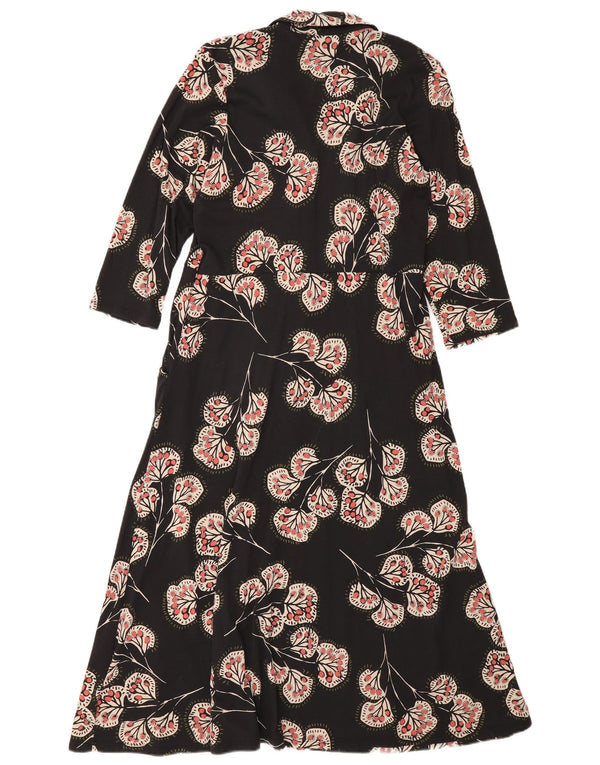 Robe chemise longue à manches 3/4 White Stuff pour femme UK 42, noir moyen à fleurs