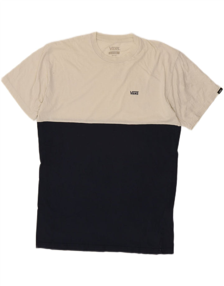 VANS T-shirt coupe classique pour hommes, blanc moyen, colour block