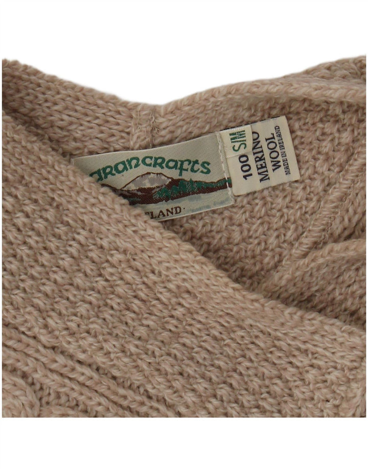 Aran Crafts Pull poncho surdimensionné pour femme UK 10 Petite laine mérinos beige