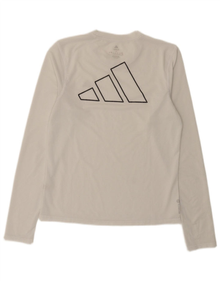 Adidas Haut graphique à manches longues pour femme UK 8/10 Petit Blanc Polyester