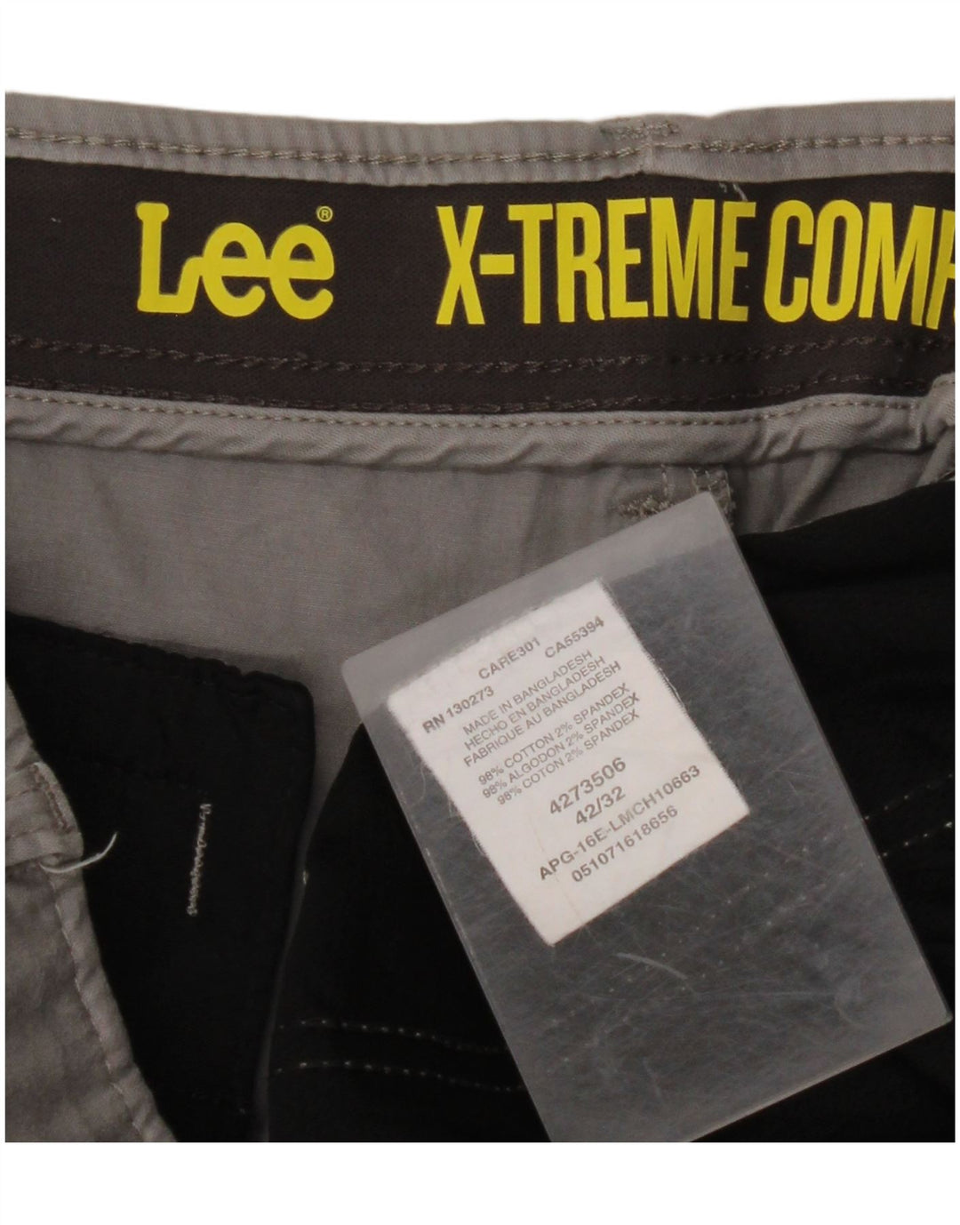 LEE Pantalon Chino Droit X-treme Comfort Homme W42 L32 Gris Coton
