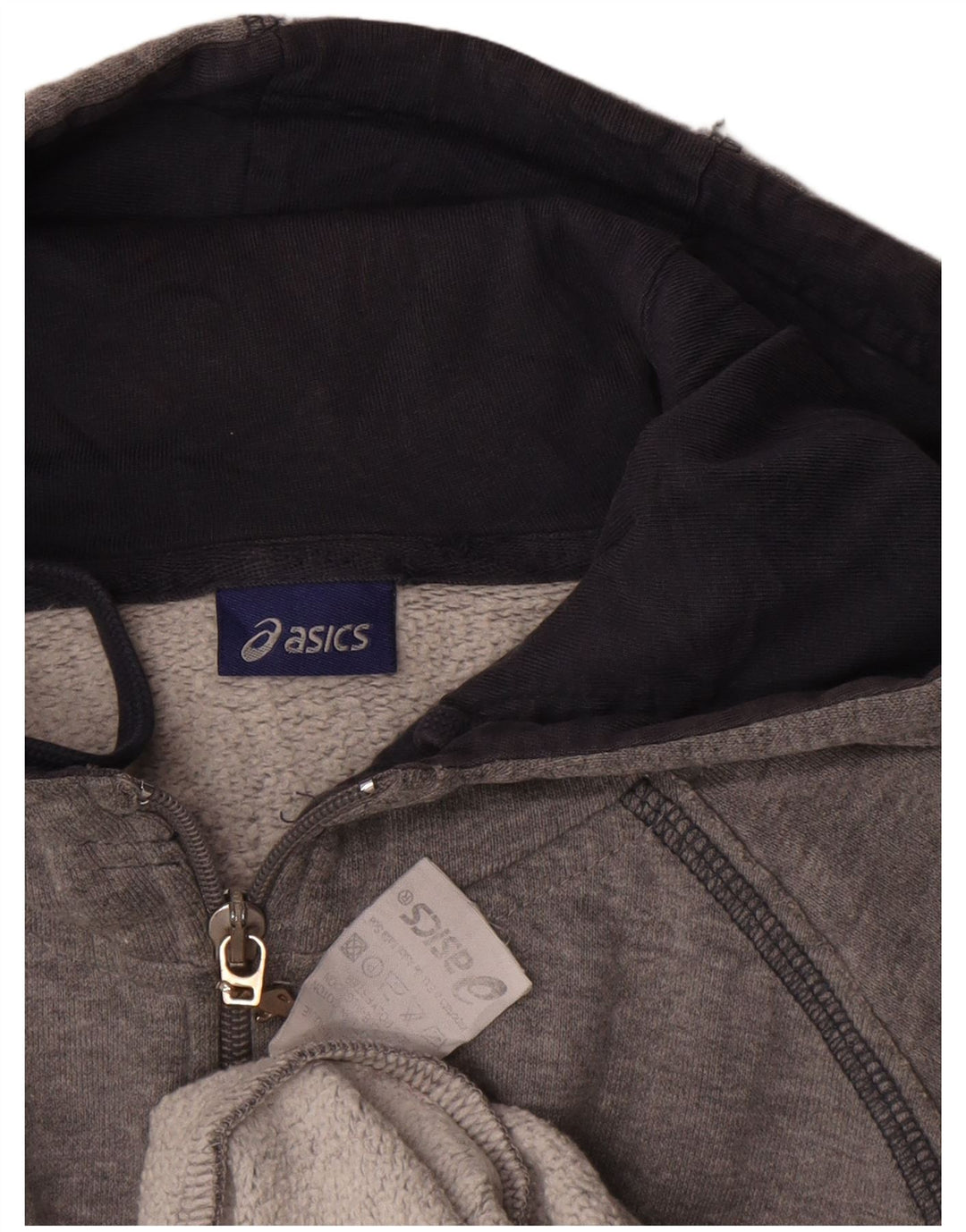 Asics Sweat à capuche zippé graphique pour hommes, grand gris, coton