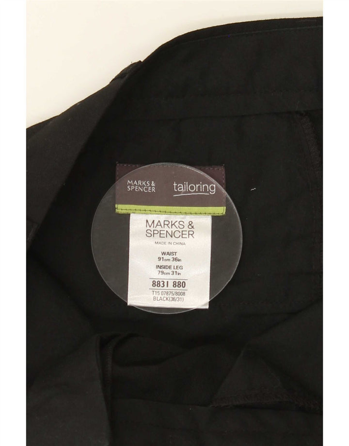Marks & Spencer Pantalon de Costume Droit Homme W36 L31 Noir Polyester