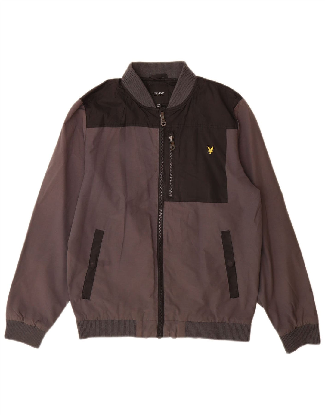 Lyle & Scott Bomber Jacket Garçon 14-15 ans Gris Colorblock Coton