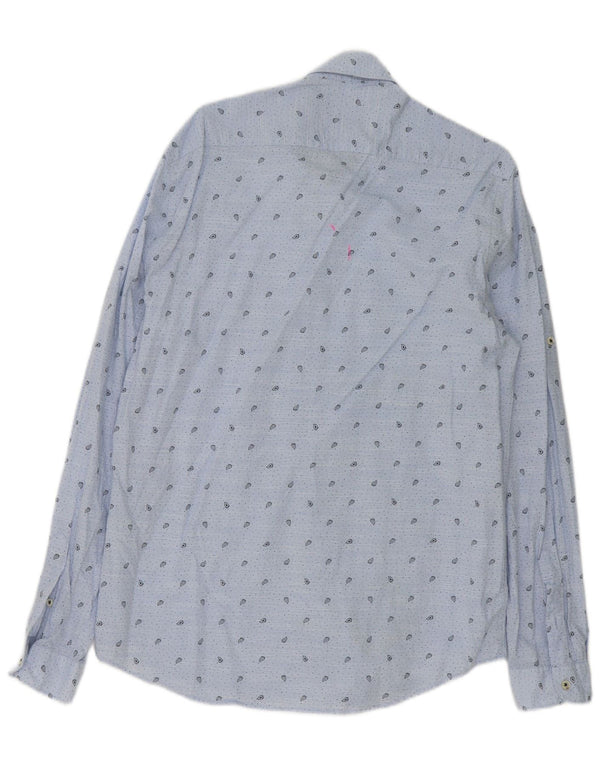 Zara Chemise coupe décontractée pour hommes, grand coton bleu Paisley