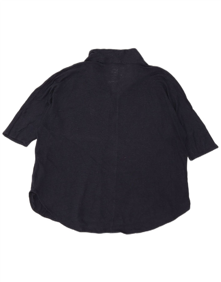 Massimo Dutti Chemisier Femme Top UK 18 XL Bleu Marine Lin
