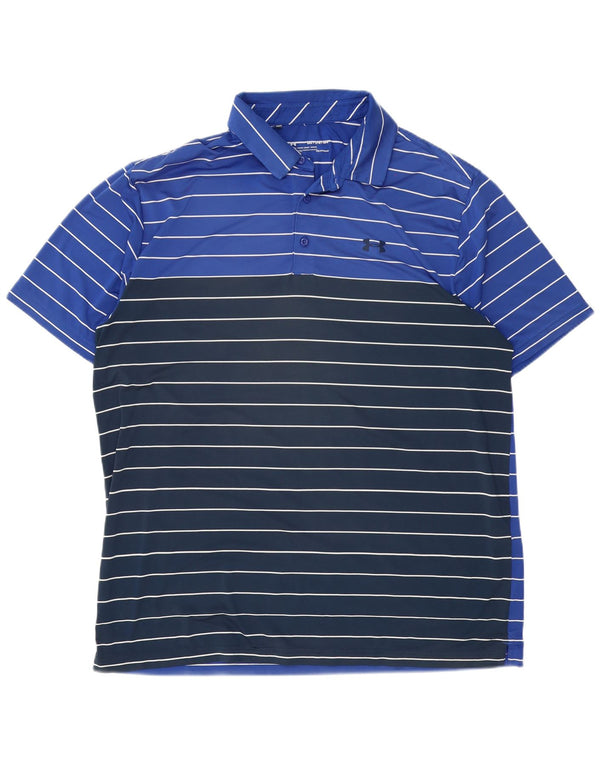 Under Armour Polo Heat Gear Homme 2XL Bleu Marine Rayé Polyester
