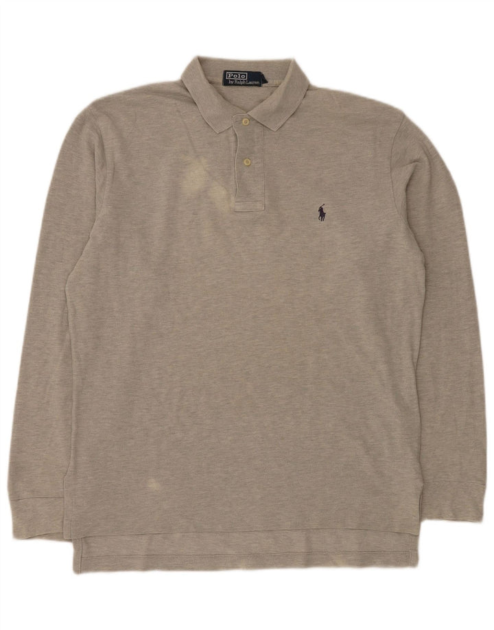 POLO RALPH LAUREN Polo ample à manches longues pour homme en coton gris moyen
