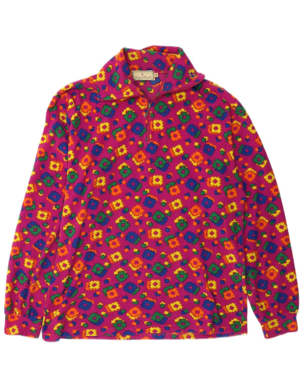 Conte of Florence Pull polaire à col zippé pour femme UK 14 Rose moyen géométrique
