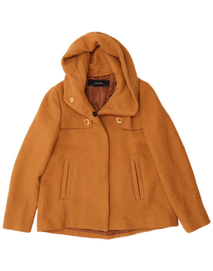 Zara Veste bomber à capuche pour femme UK 10 Petit Marron Polyester