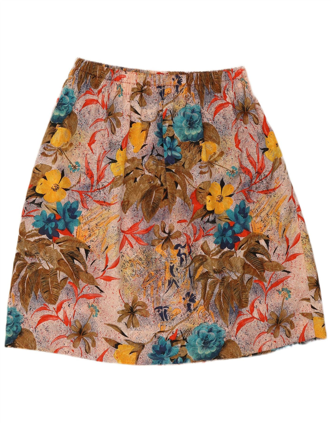 vintage Femmes Graphique A-Line Jupe W30 Moyen Multicolore Floral