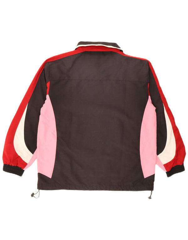 Vintage Mens Tracksuit Top Jacket Small Black Colourblock Polyester