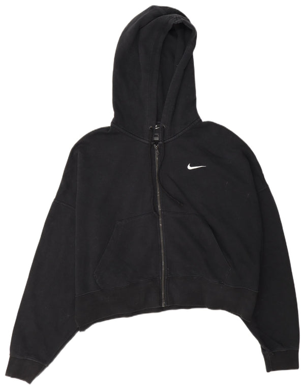 Nike Pull à capuche zippé surdimensionné pour femme UK 16 Grand coton noir